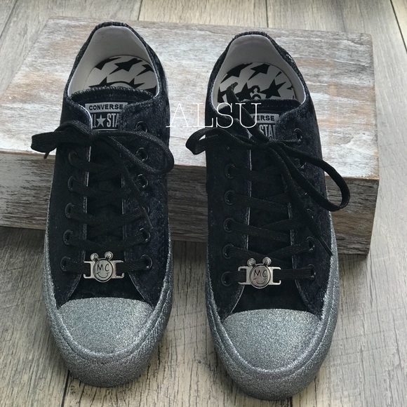 🌿Sale🌿 Conv&Miley Ctas OX Velvet Black Silver Women's Size 6 AUTHENTIC 563722C - Picture 6 of 8